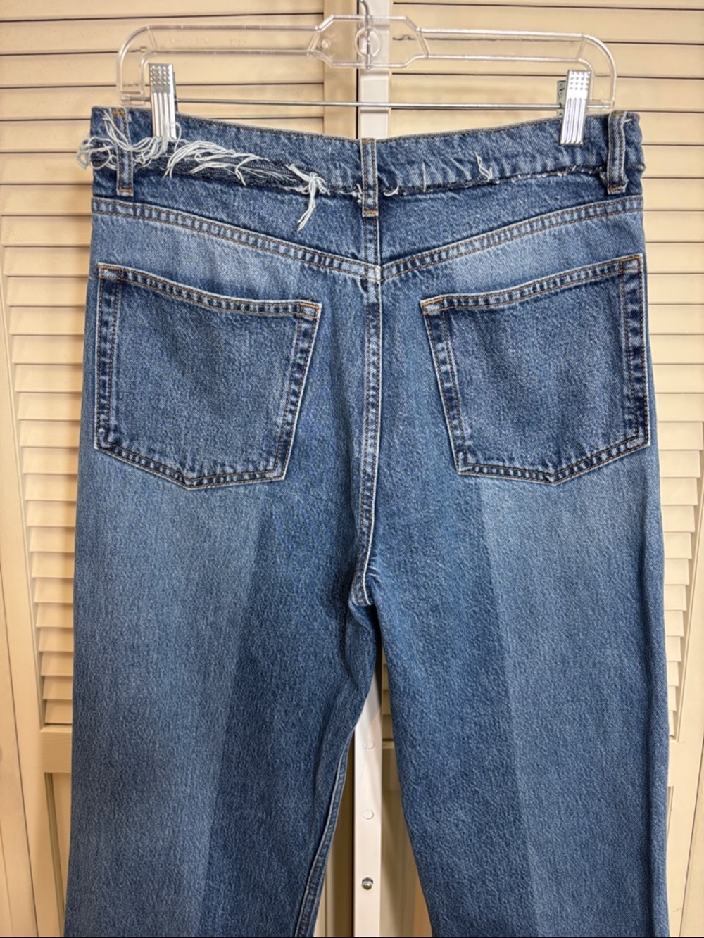 Reformation Two-Tone Reconstructed High Rise Distressed Straight Jeans Sz 30 - Picture 8 of 10